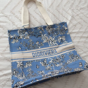 Christian Dior Dioriviera GWP Cotton Tote Bag Blue Floral NEW